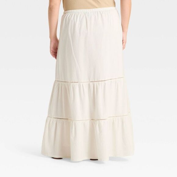 Ava & Viv - Women's Tiered Maxi A-Line Skirt - Ava & Viv White White - Picture 2 of 3